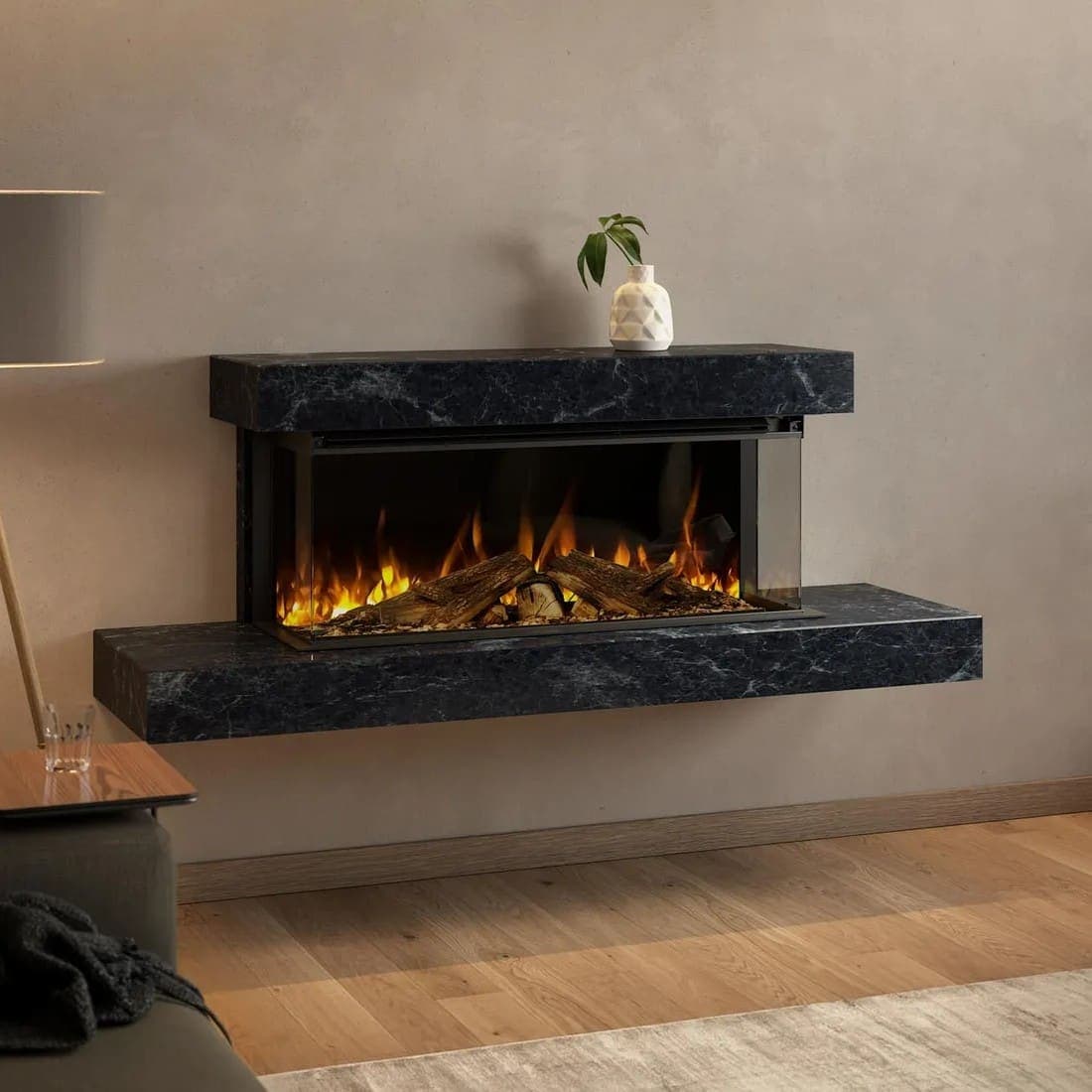 British Fires Brockenhurst grey Electric Fireplace Suite