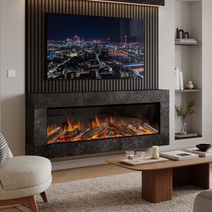 Evonic Fires Chiswick 1500 black Electric Fireplace Suite