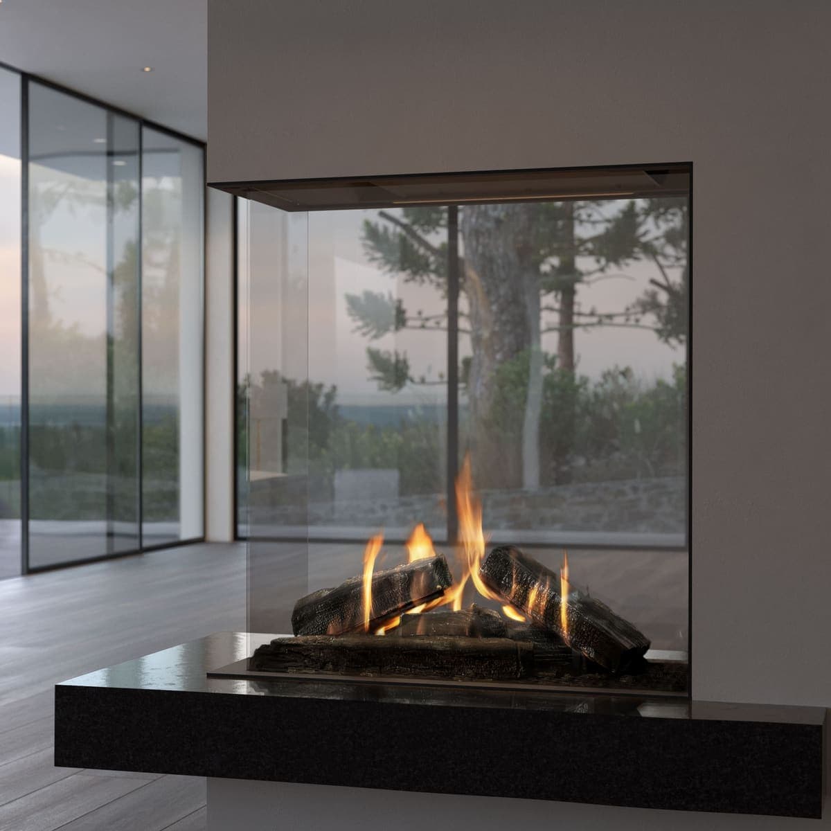 Element 4 Sky Small Room Divider Gas Fire