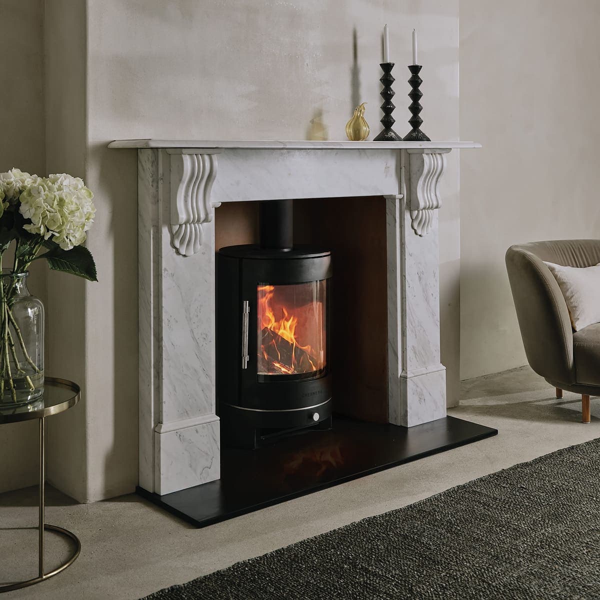 Chesneys Solstice with Low Base Log Burner