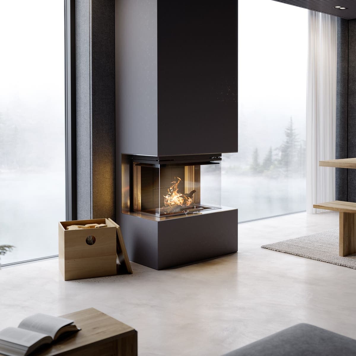 Rais Visio Unique 3 Sided Wood Burner