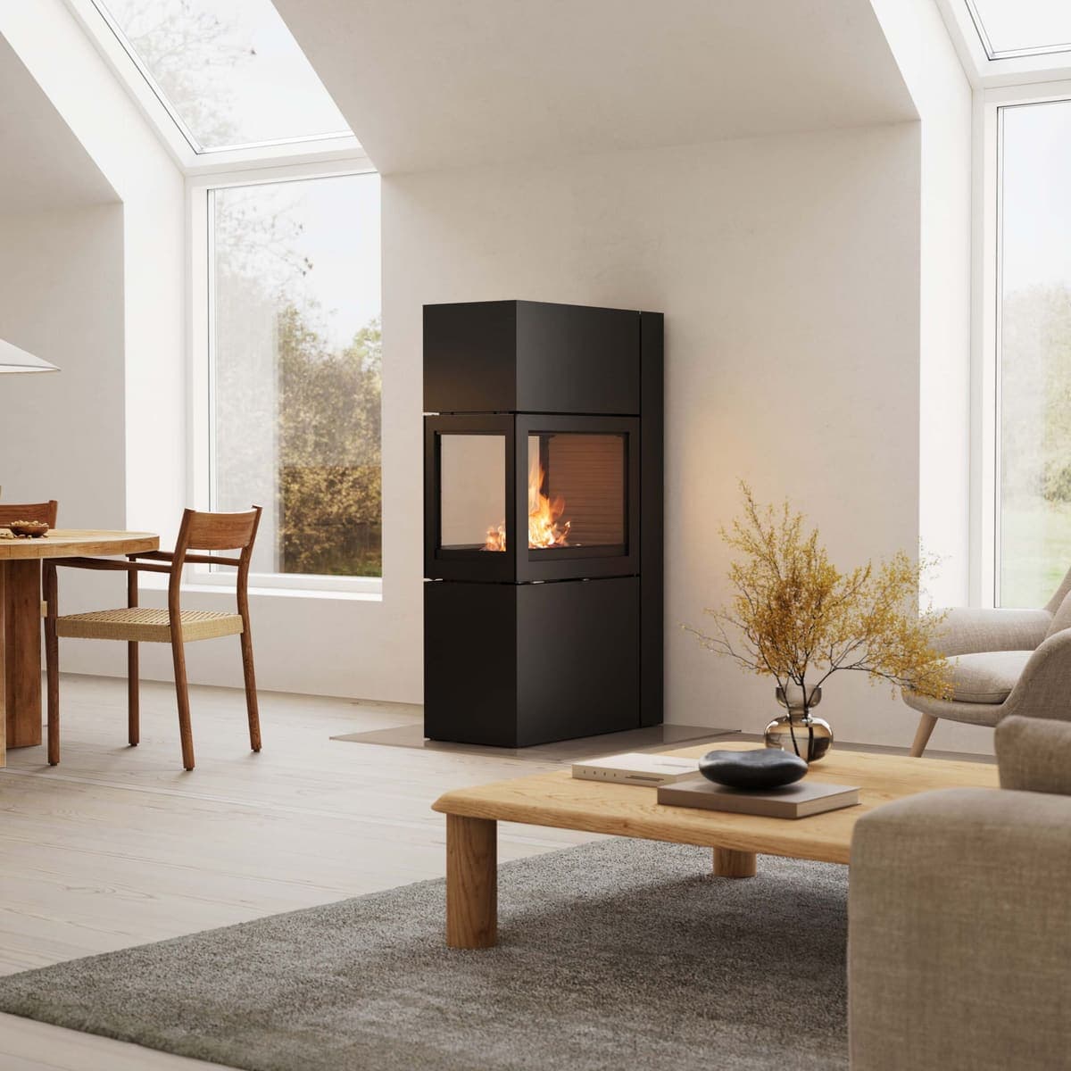 Rais 600 RD Max Room Divider Wood Burner