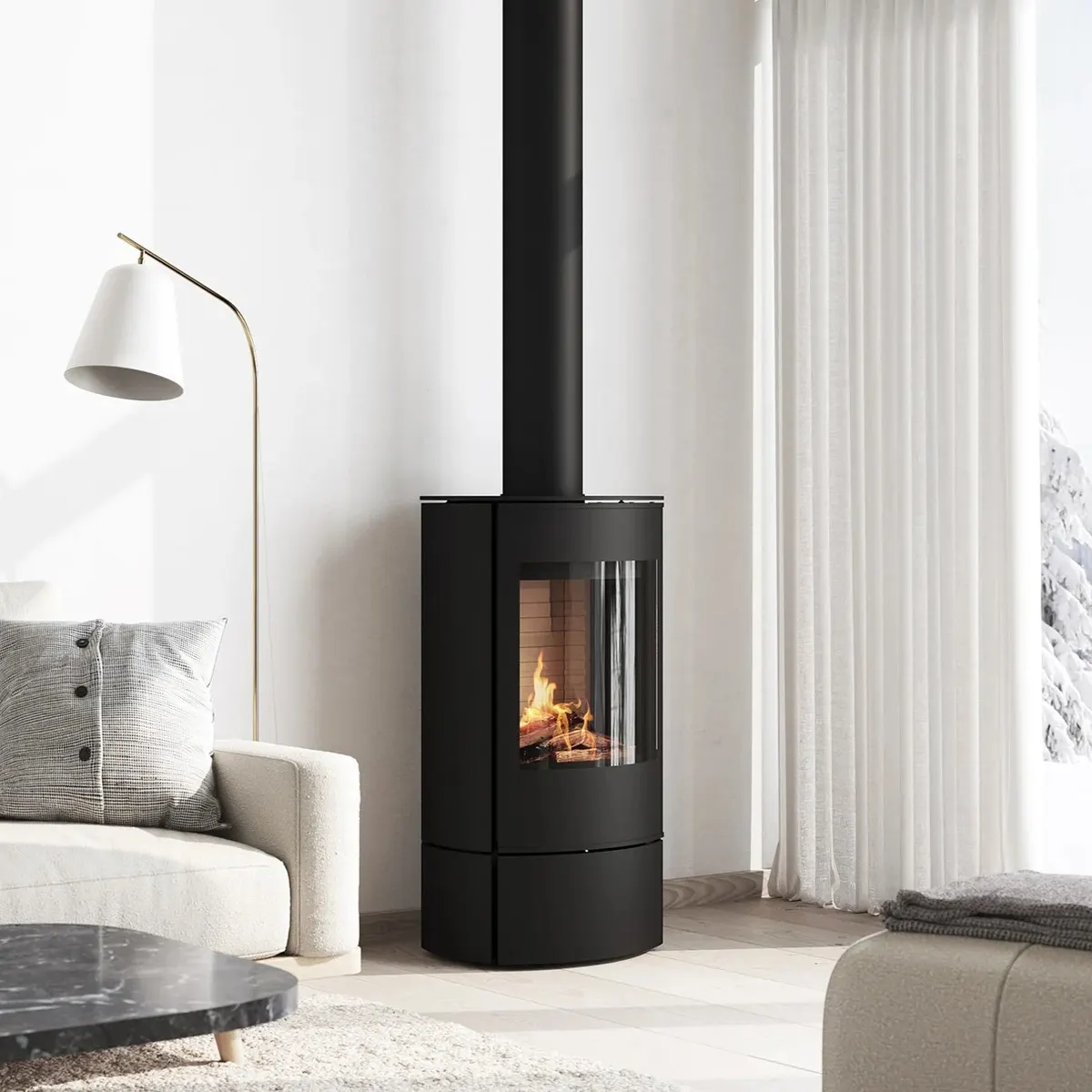 Rais Caro 90 gas stove in a living room