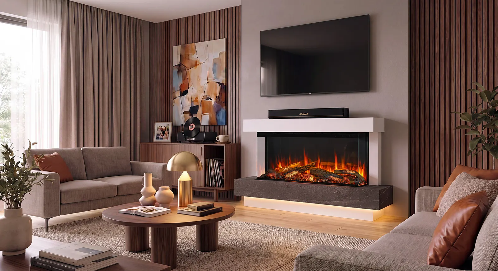 Avita 120RW in the Turin Suite, white with Anthracite marble-effect shelf
