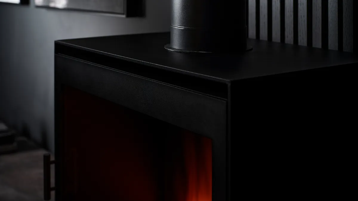British Fires Cube top detail with flue