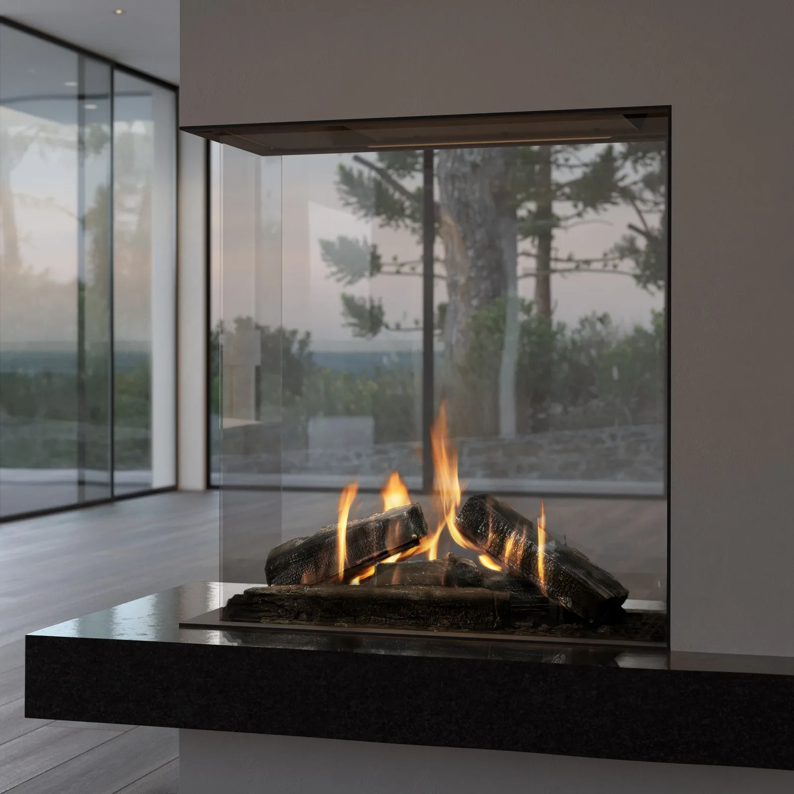 Element 4 Sky Small Room Divider Gas Fire