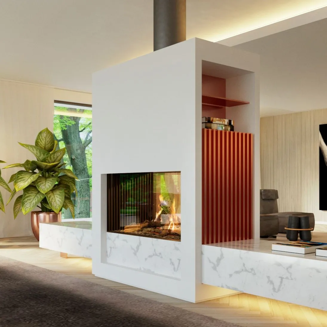 Kalfire GP110 59T Double Sided Gas Fire