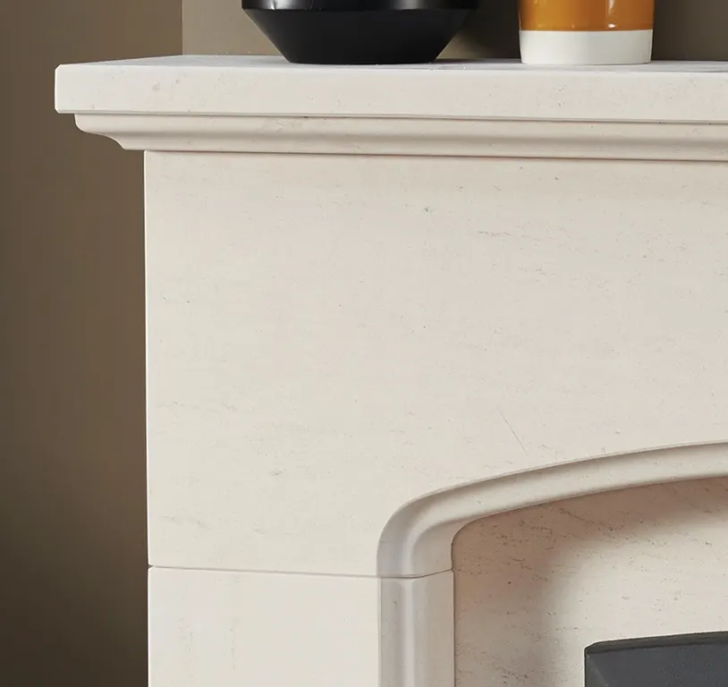 Capital Fireplaces Murtosa Limestone Fireplace — detail