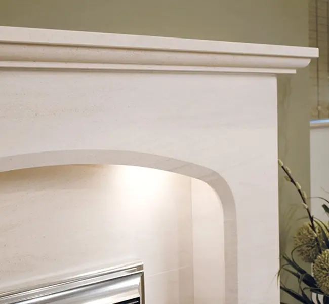 NewMan Fireplaces Avalade Limestone Fireplace — detail