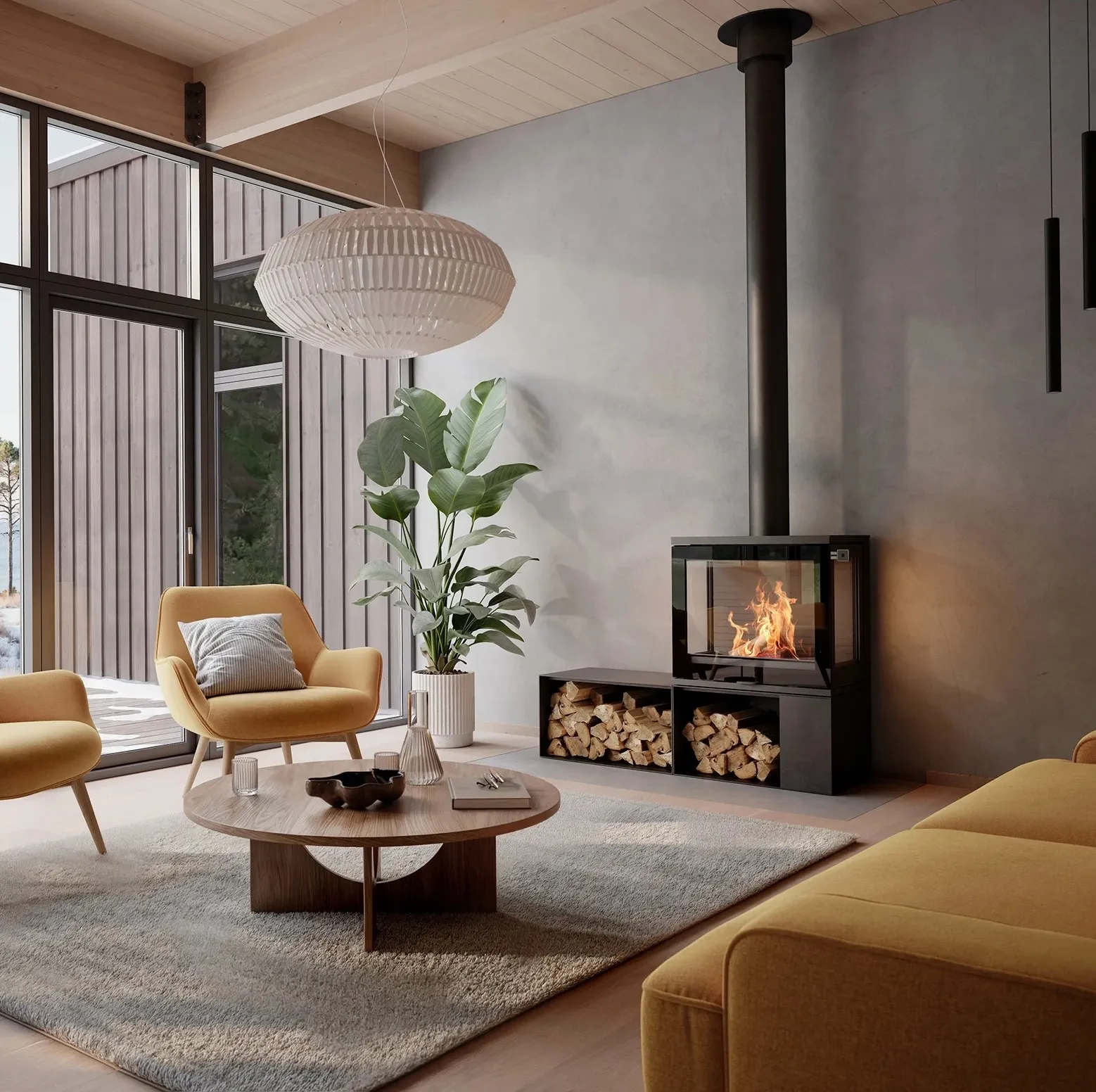 Rais 600 Art 3 Sided Wood Burner