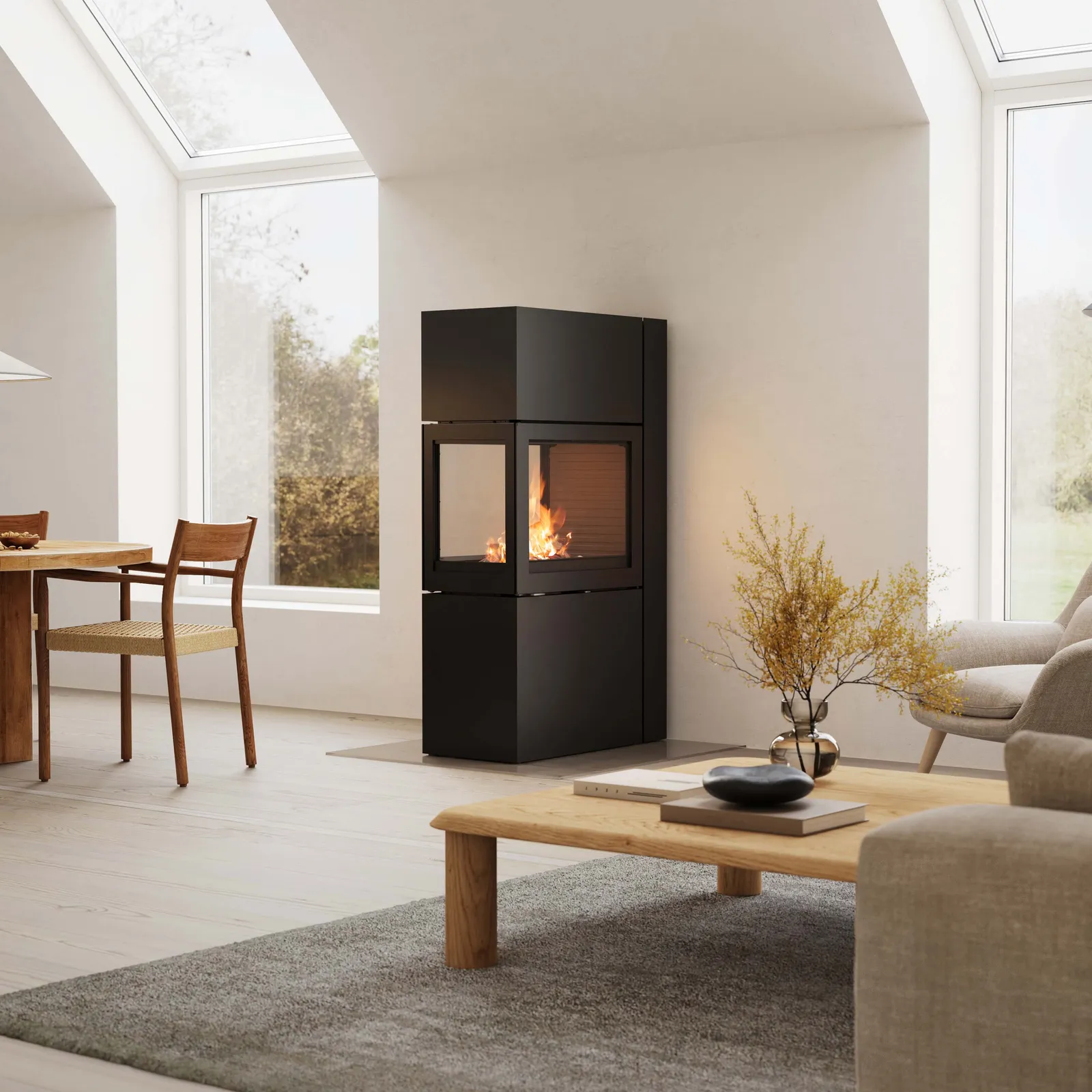 Rais 600 RD Max Room Divider Wood Burner