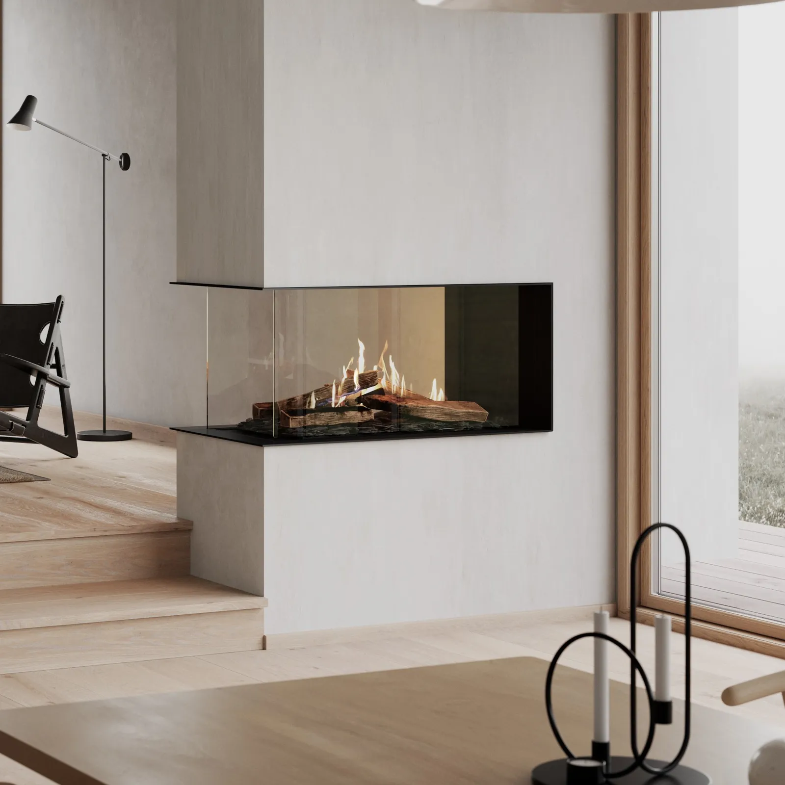 Rais Visio 100 RD Room Divider Gas Fire