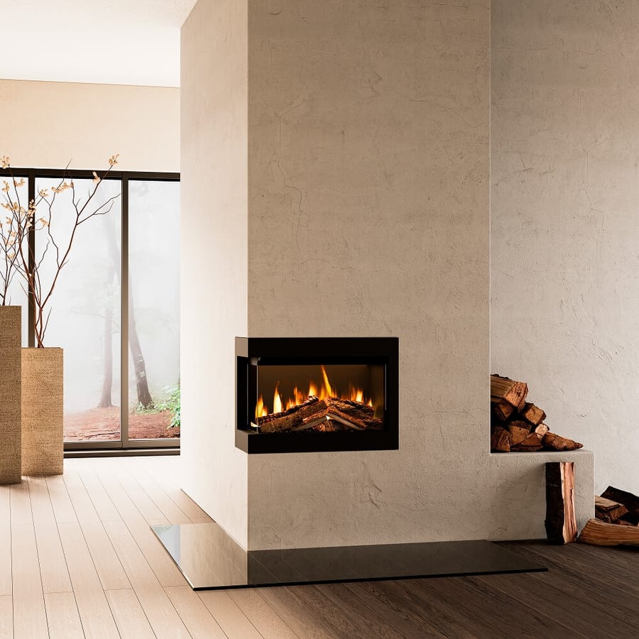Electric fires on display in the Taunton showroom